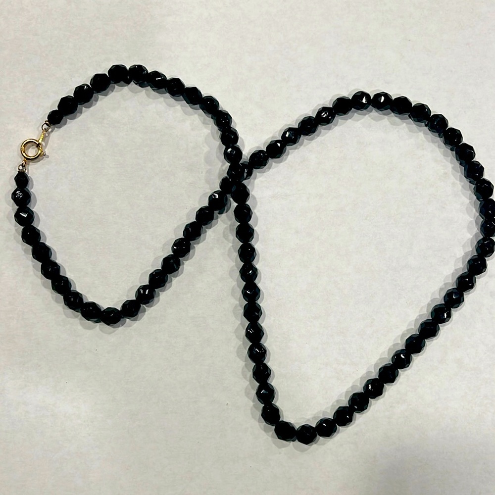 Beautiful glossy black bead necklace